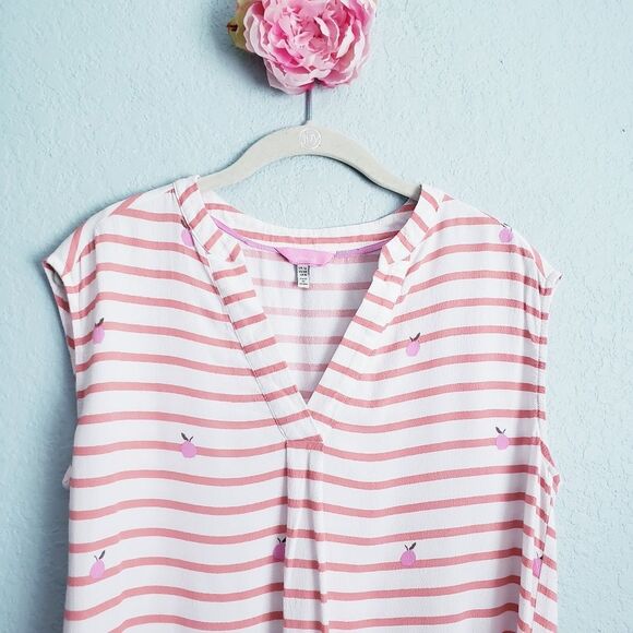 Joules Sleeveless Orange Striped Peach Blouse - Picture 3 of 6